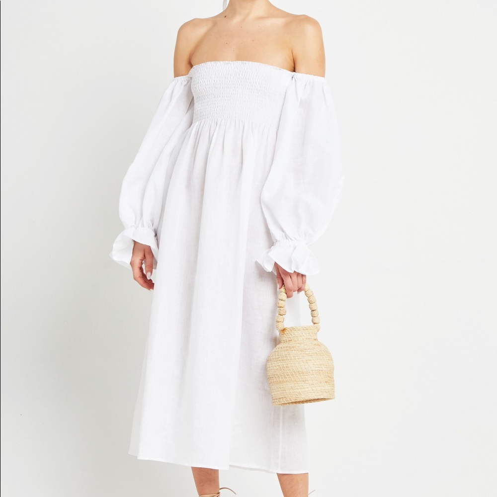 o.p.t Athena Dress, puff sleeve off the shoulder